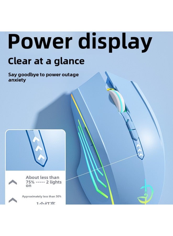 Bluetooth Wireless Mouse Silent Silent Rechargeable Gaming E-Competition Male And Female Desktop Laptop Universal-Specifications:Ultimate 7-key-dual Mode-2400dpi-rgb Light + One-click Return To Desktop-snow White-official Standard - Image 3